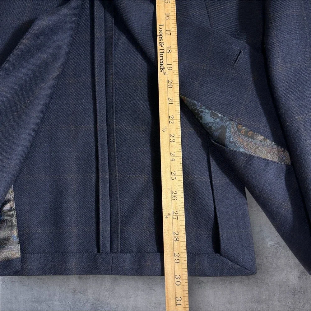 TALLIA Navy Windowpane Sport Coat